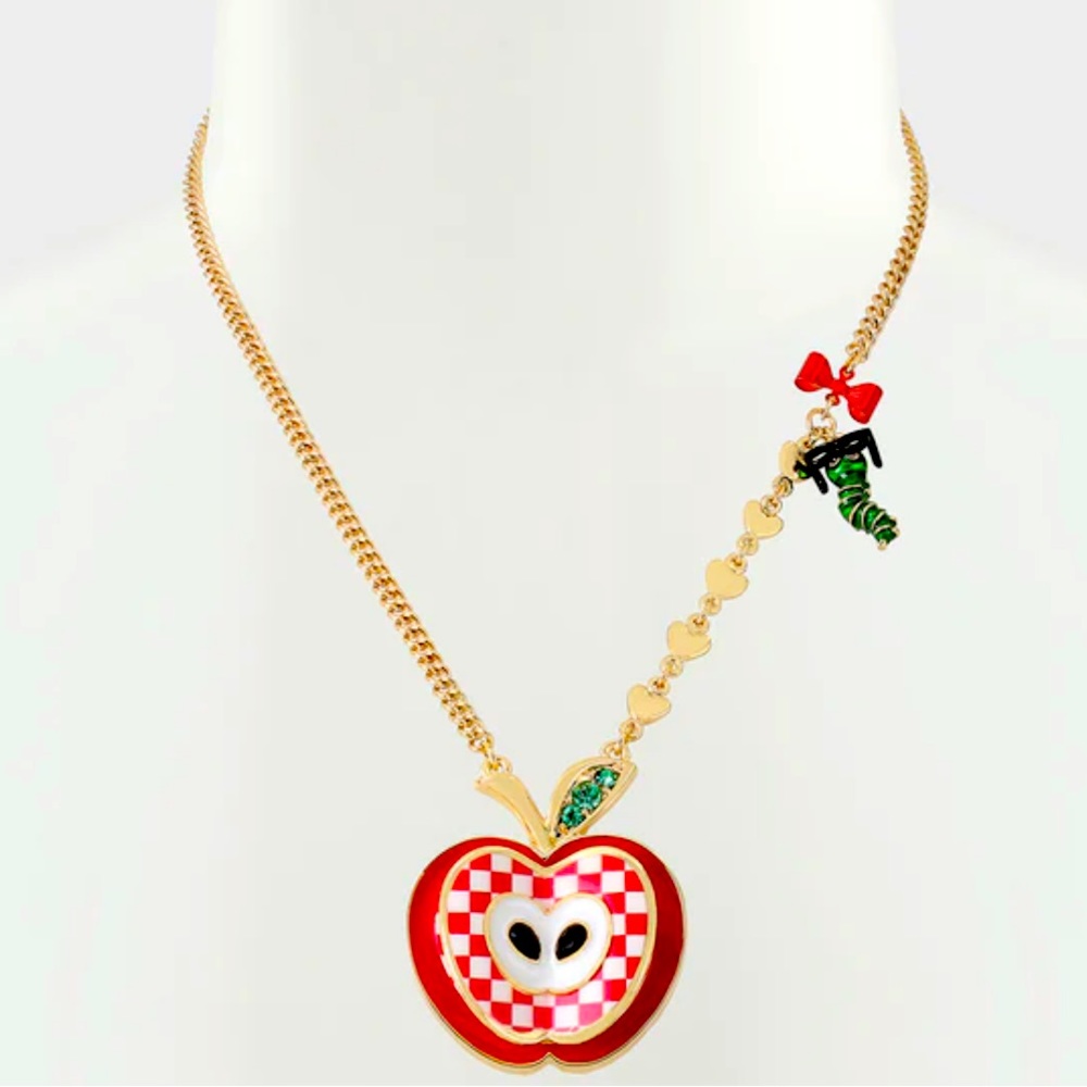 New Betsey Johnson BACK TO COOL APPLE PENDANT RED
